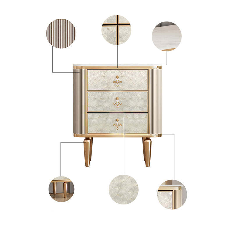 Modern Luxury Rock Slab Wood 3-Drawer Nightstand