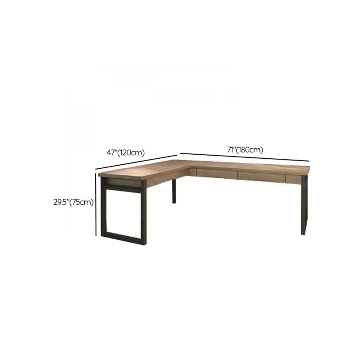 Wood Drawer L-Shape Butcher Block Writing Desk