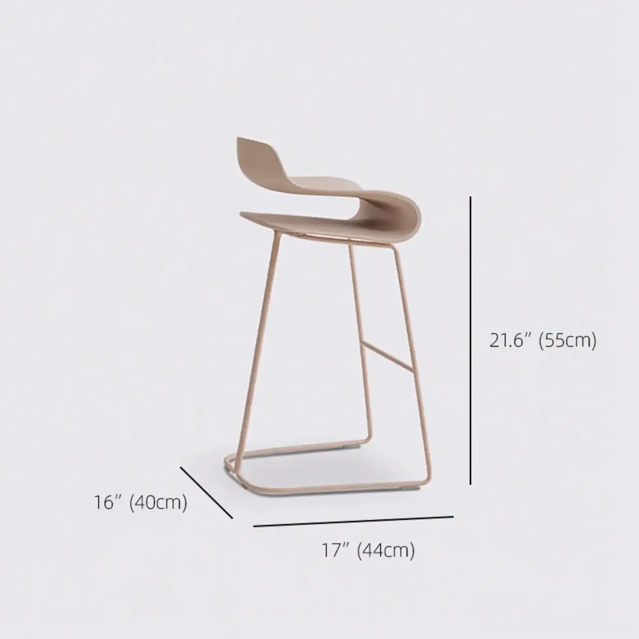 Industrial S-Curve Steel Low Back Armless Bar Stool — Champagne / 4 Piece Set