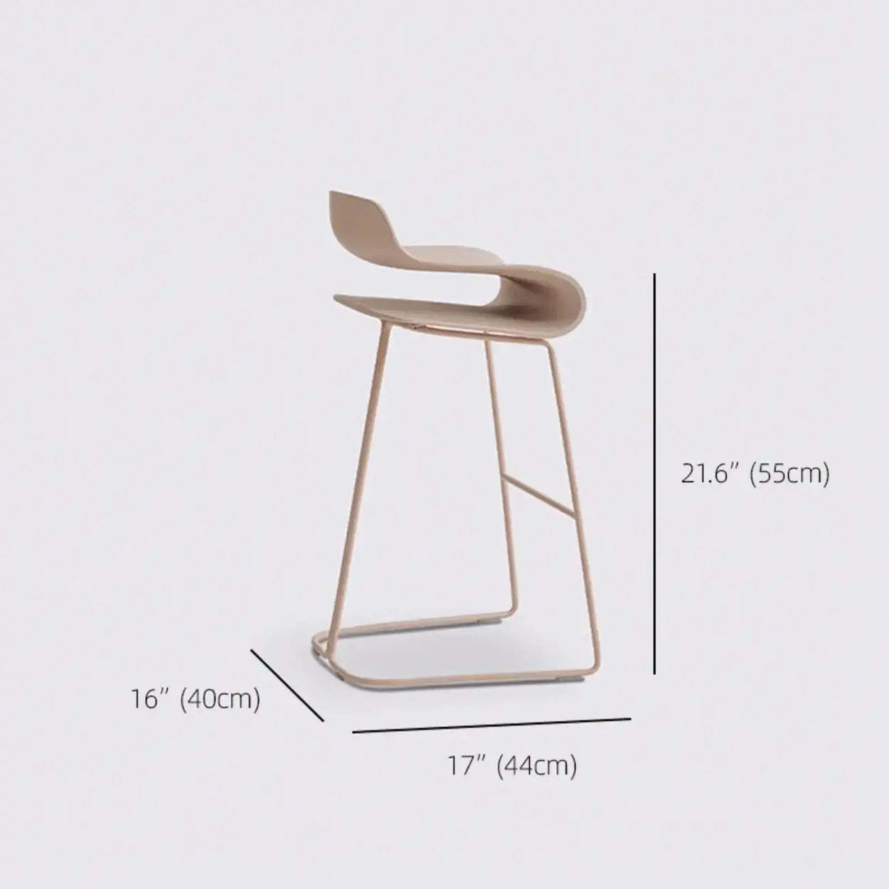 Industrial S-Curve Steel Low Back Armless Bar Stool — Champagne / 4 Piece Set