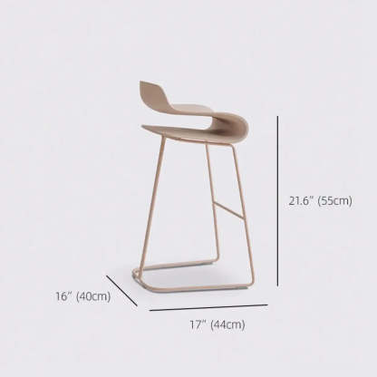 Industrial S-Curve Steel Low Back Armless Bar Stool — Champagne / 4 Piece Set