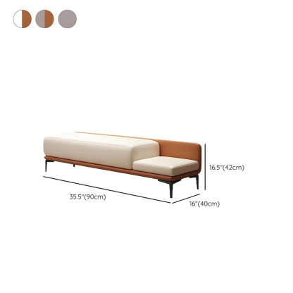 White-Orange Faux Leather Bedroom Bench — Grey