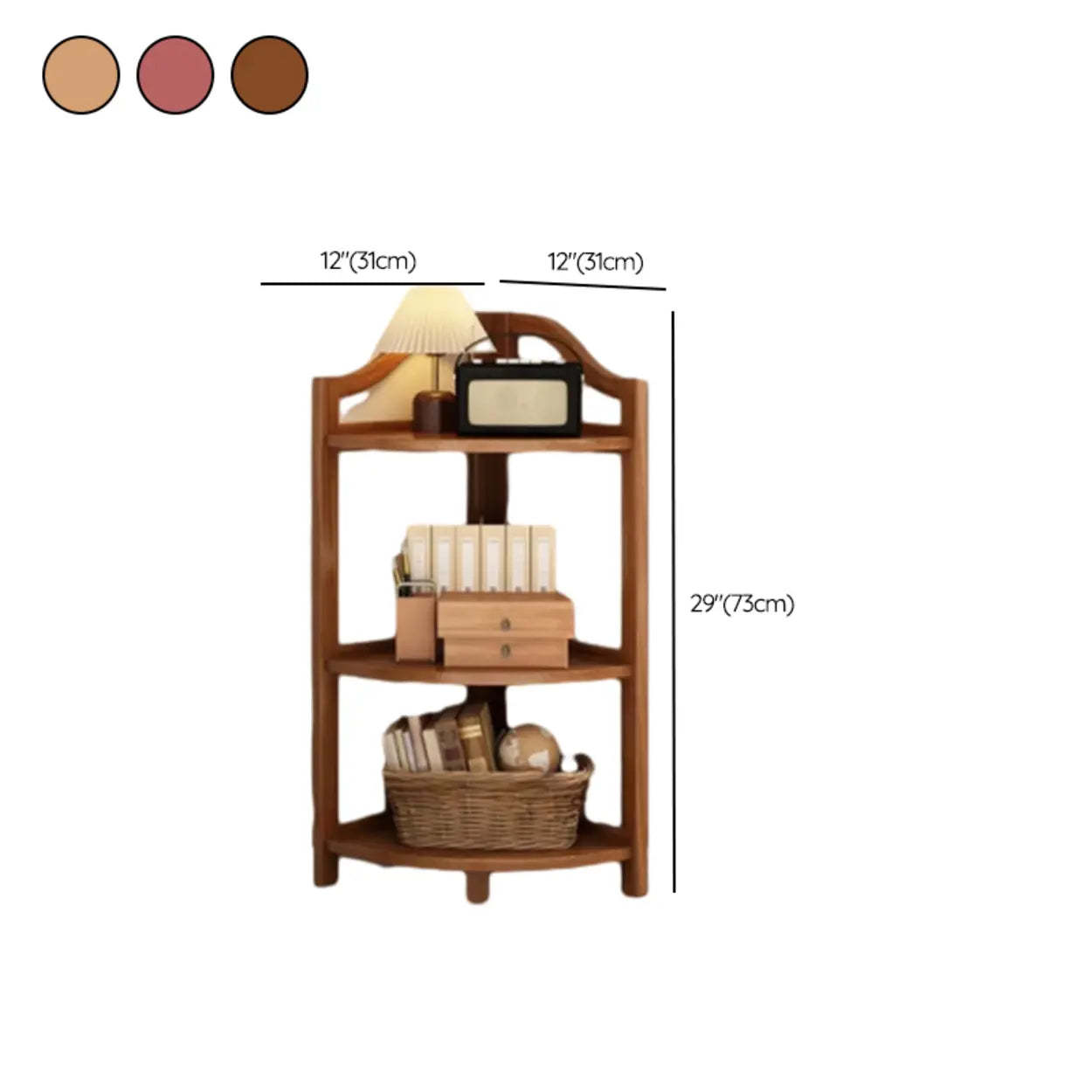Natural Wood Corner Bookshelf