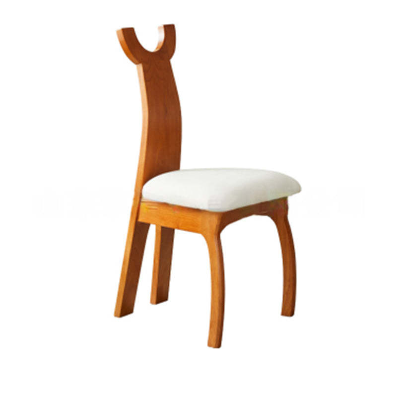 Vintage Cat Scratch Leather Wood Dining Chair