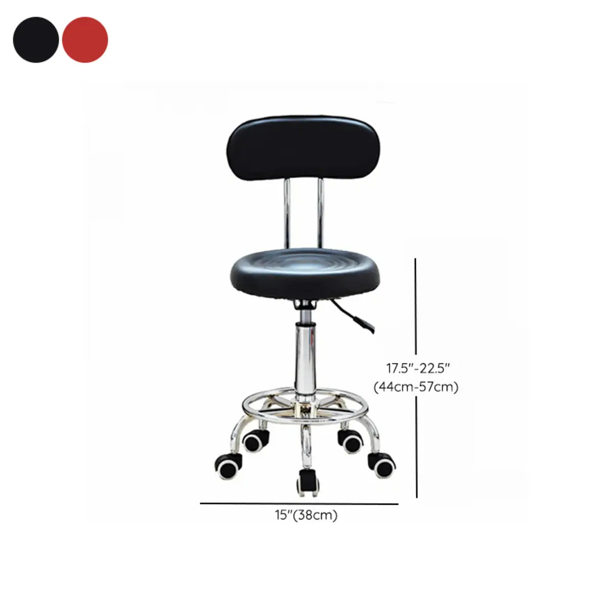 Modern Round Black Leather Adjustable Stool