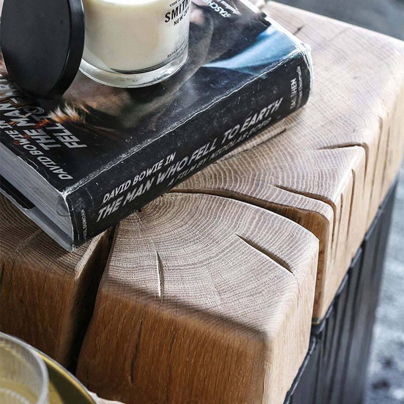 Japanese Crack Design Solid Wood End Table