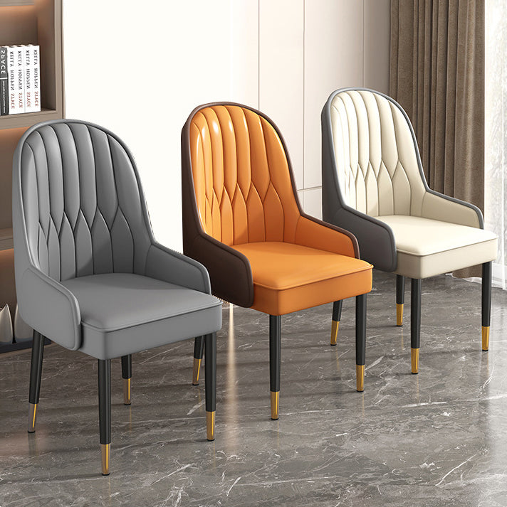 Modern Leather Steel Square Dining Chair — A / Black / Gray
