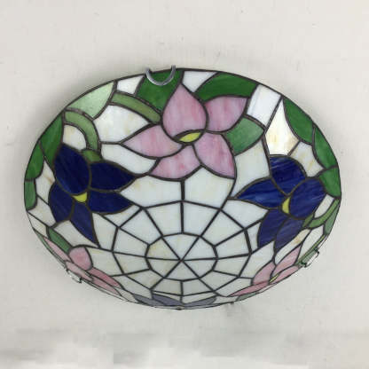 Traditional Tiffany Shell Bead Stained Glass Flush Light