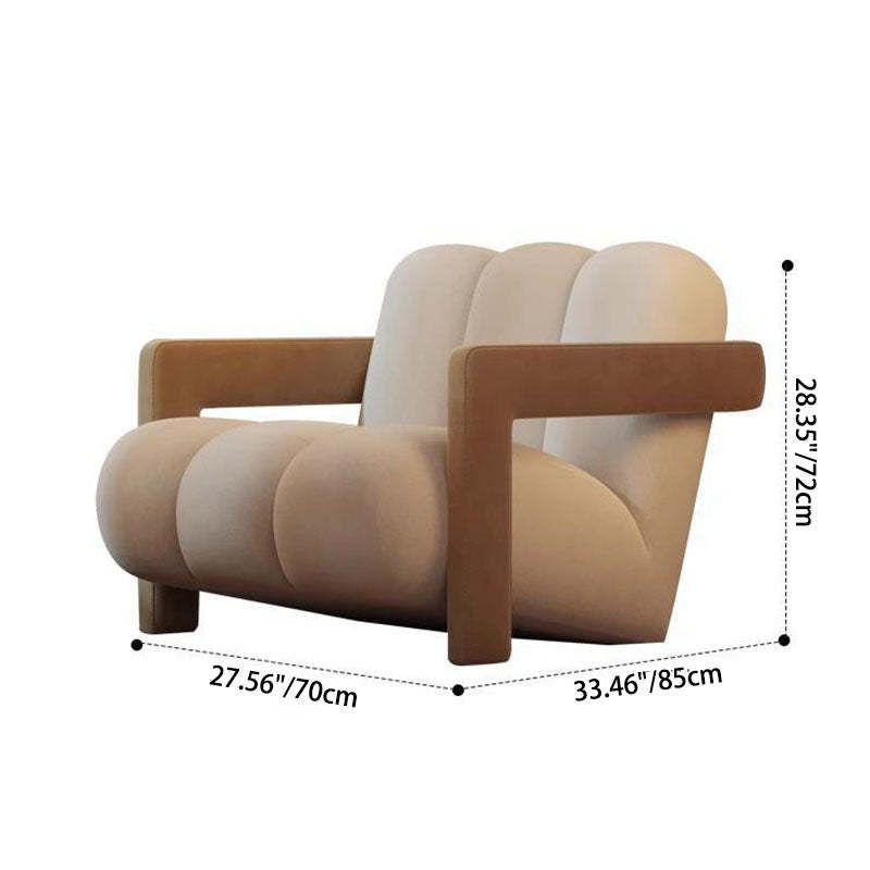 Retro Striped Velvet Wood Accent Chair — Green + White Armrest
