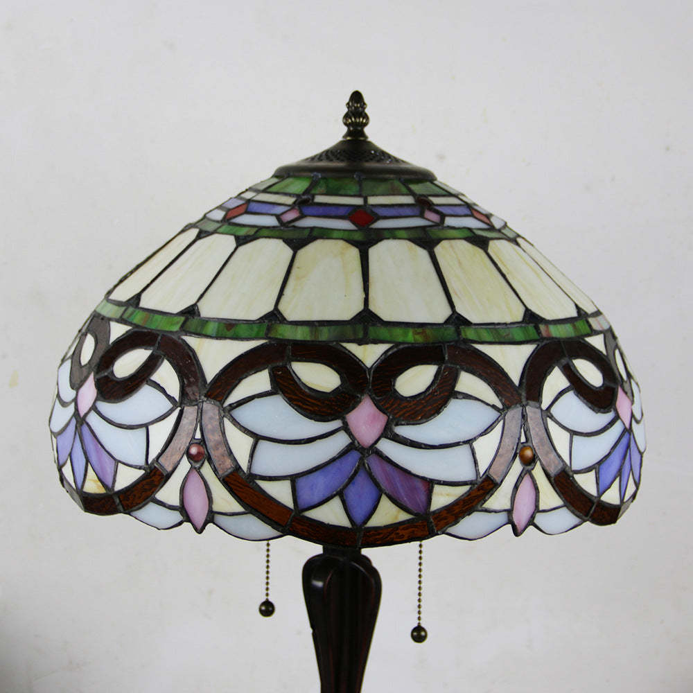 Tiffany Mediterranean Stained Glass Cone 2-Light Table Lamp