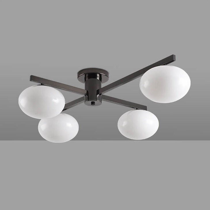 Nordic Glass Iron Ball 3/4/5-Light Semi-Flush Ceiling Light