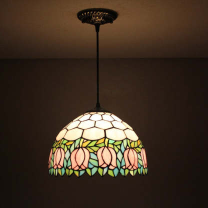 Tiffany Tulip Stained Glass Pendant Light