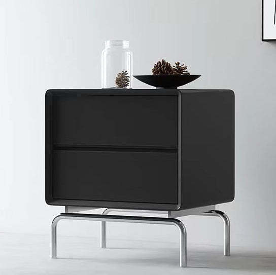 Luxury Cube Wood Nightstand 2-Drawer