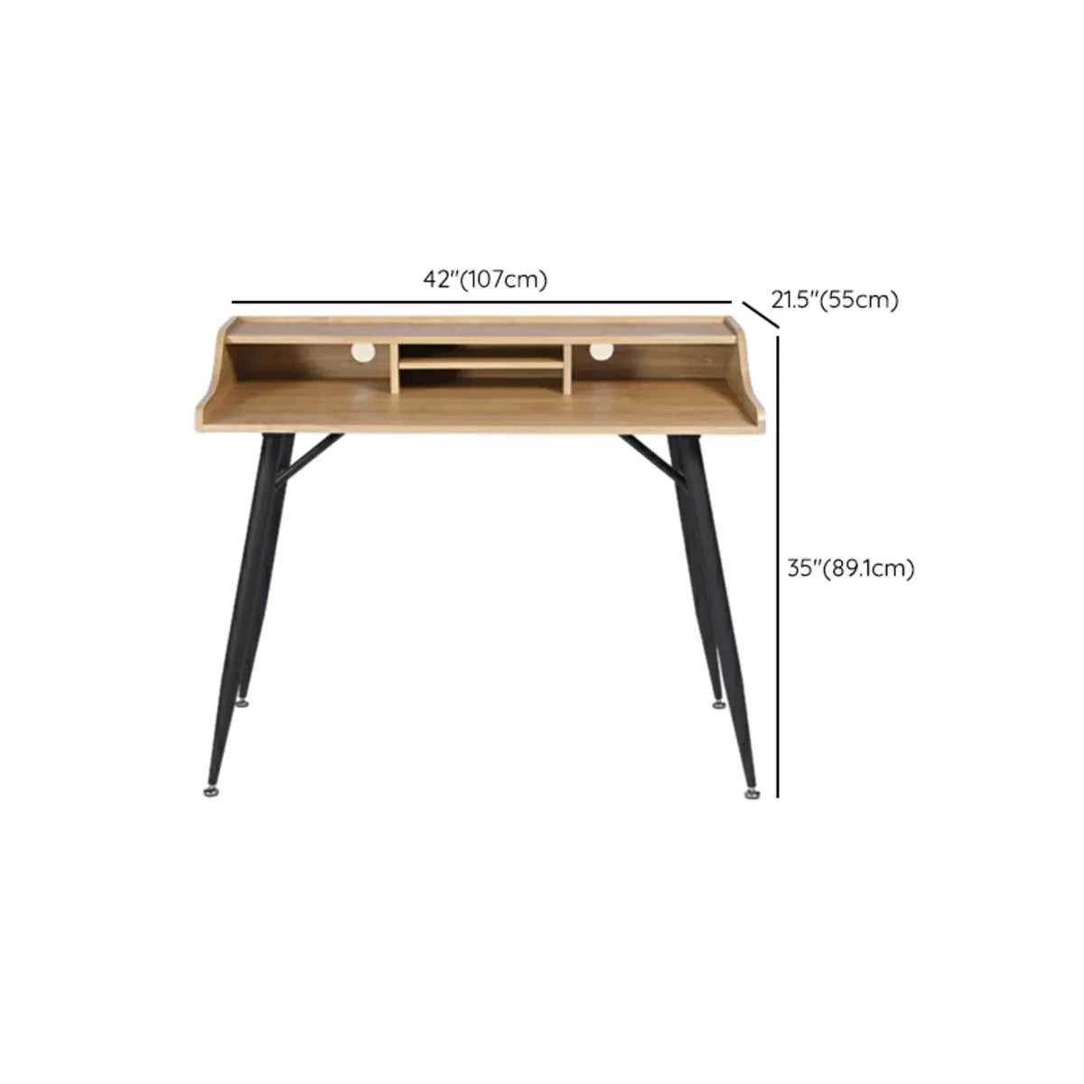 Natural Wood H-Shape Monitor Writing Desk