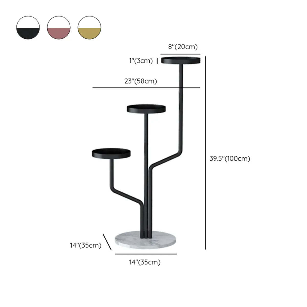 Artistic Tree-Shape Tiered Gold Metal Plant Stand