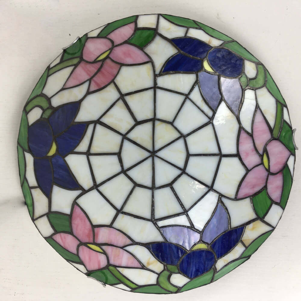 Traditional Tiffany Shell Bead Stained Glass Flush Light