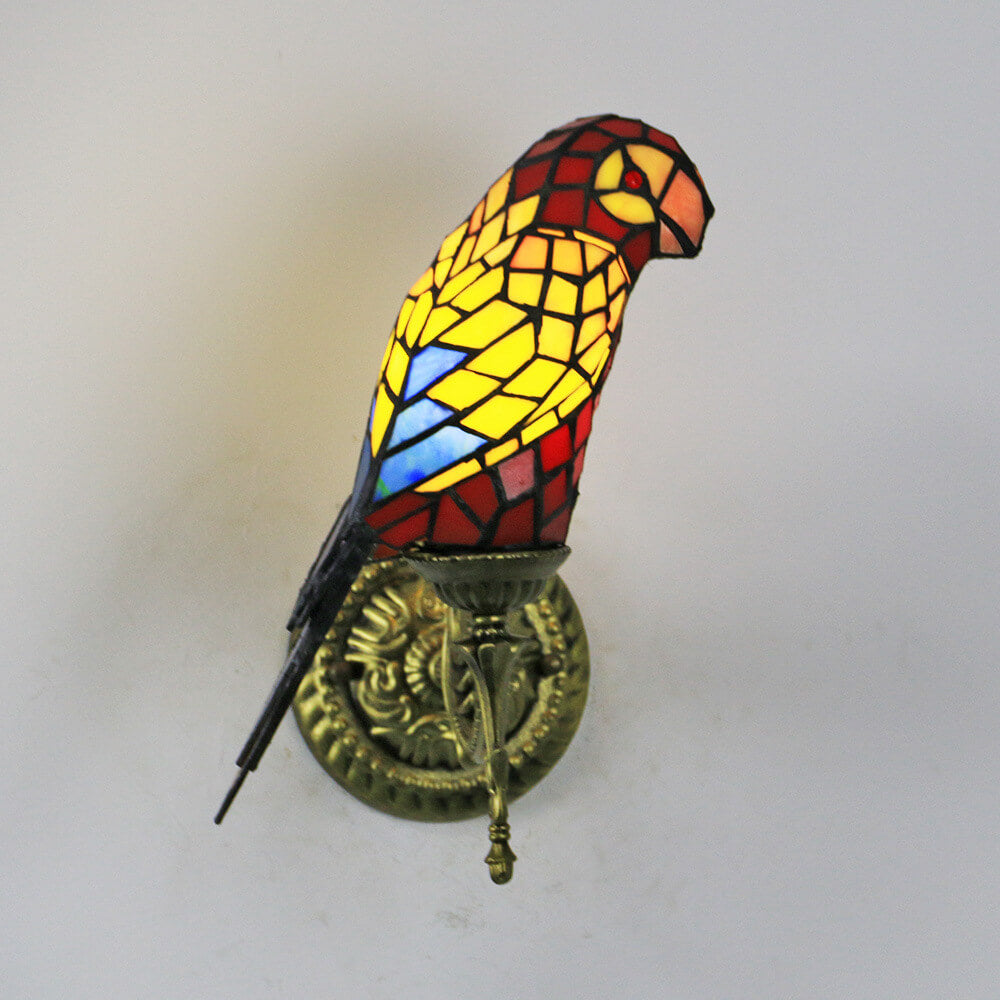 Tiffany Vintage Parrot Stained Glass Sconce