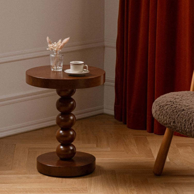 Vintage Round Beaded Wooden Coffee Table