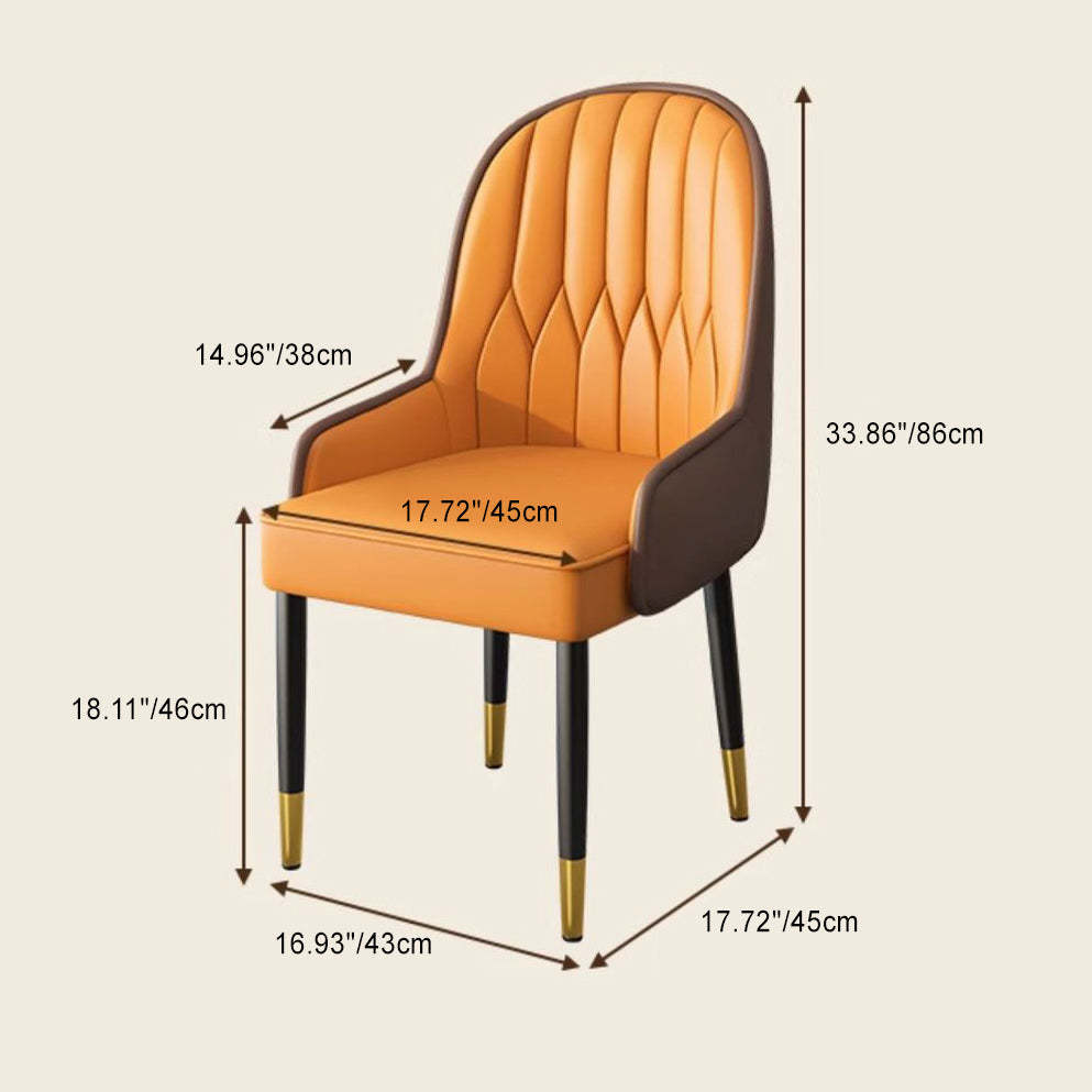 Modern Leather Steel Square Dining Chair — A / Black / Gray & Brown
