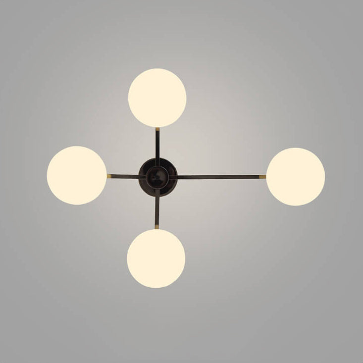 Nordic Glass Iron Ball 3/4/5-Light Semi-Flush Ceiling Light