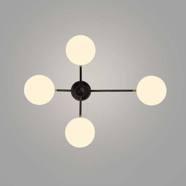 Nordic Glass Iron Ball 3/4/5-Light Semi-Flush Ceiling Light