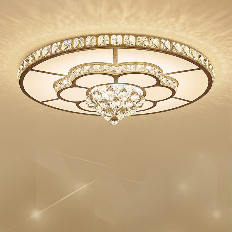 Modern Luxury Round Crystal LED Flush Mount Light