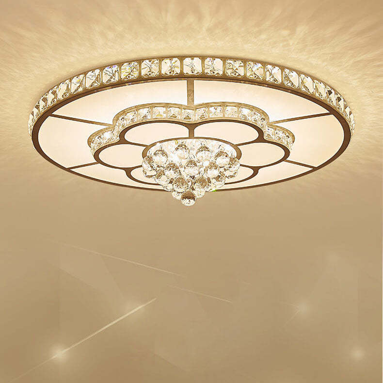 Modern Luxury Round Crystal LED Flush Mount Light
