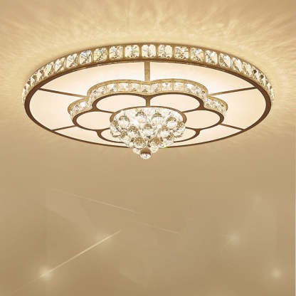 Modern Luxury Round Crystal LED Flush Mount Light