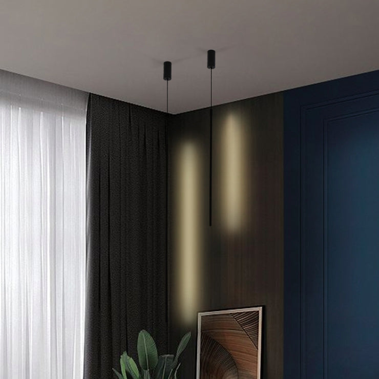 Minimalist Adjustable Long Line LED Pendant Light — Warm Light (3000K) / Black