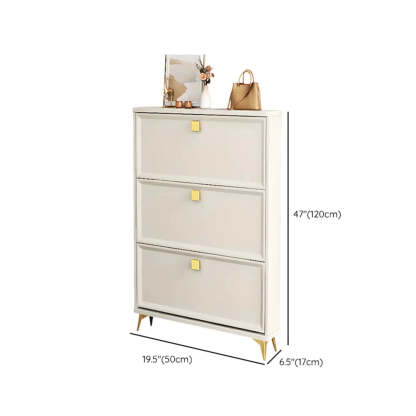 Modern White Wood Vertical Large Shoe Cabinet — 3 Doors