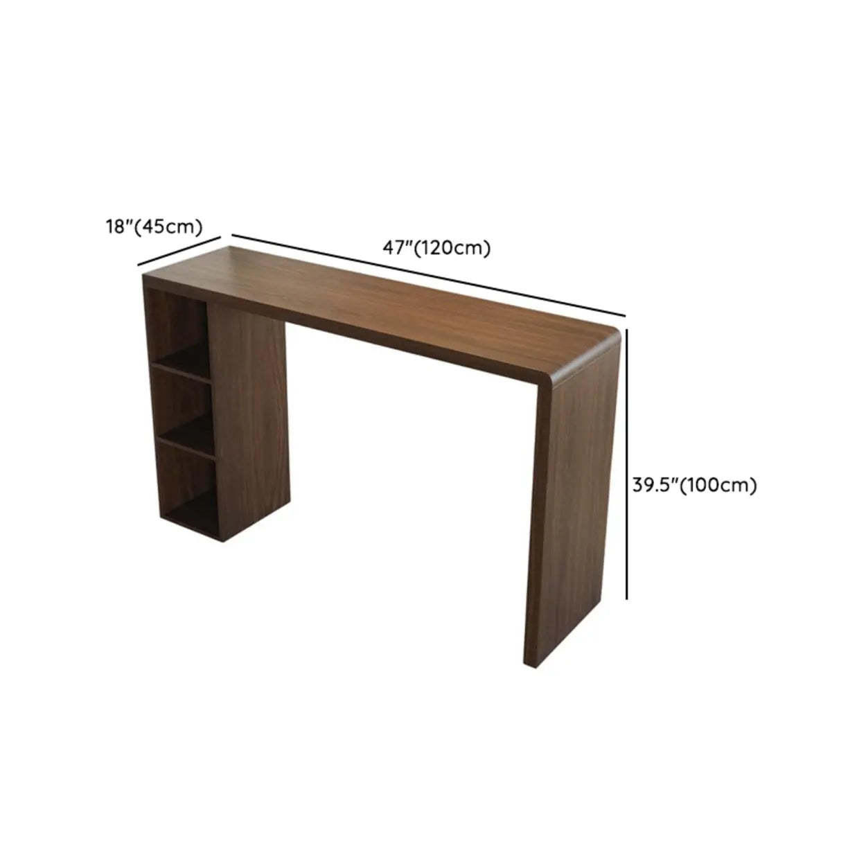 Vintage Wood Counter Height Bar Stool with Shelves — Table Only