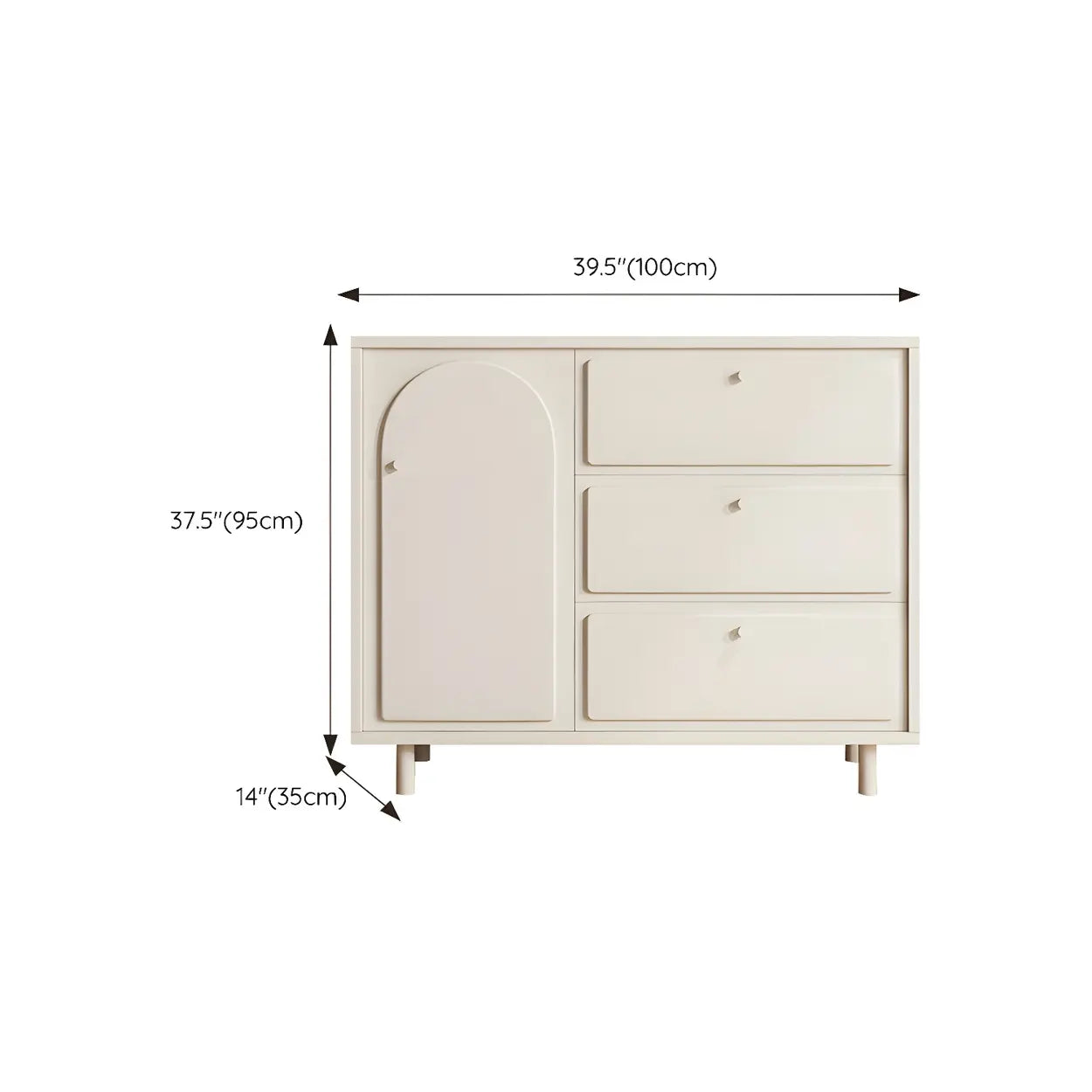 White Wood Combo Dresser Soft-Close Drawers