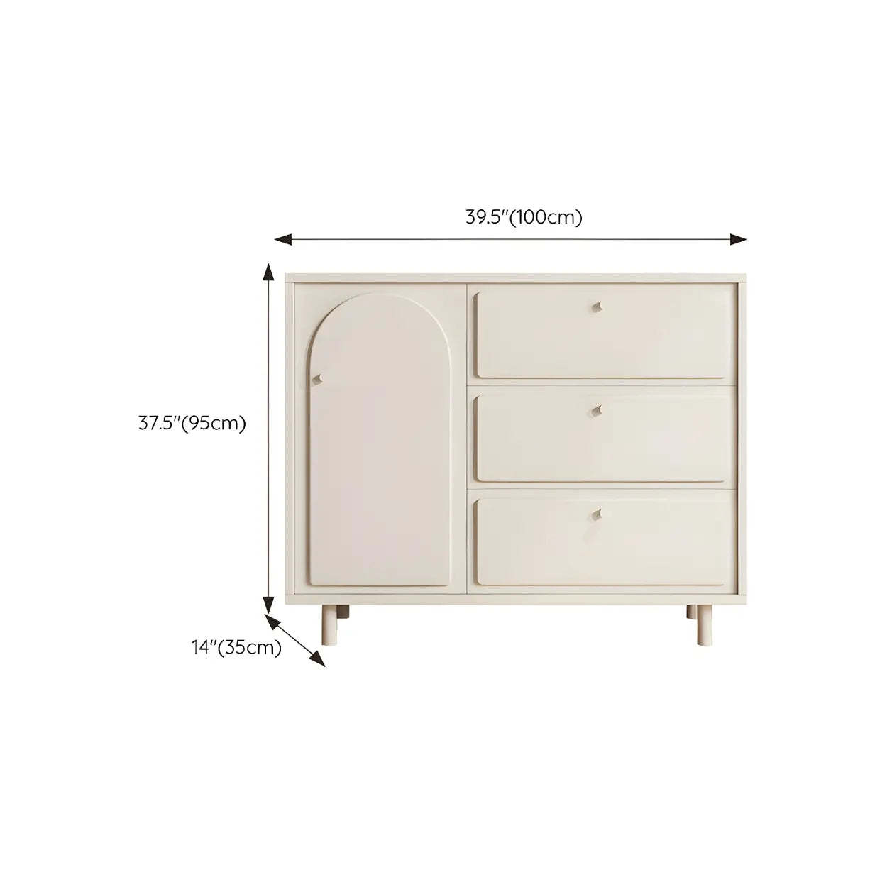 White Wood Combo Dresser Soft-Close Drawers