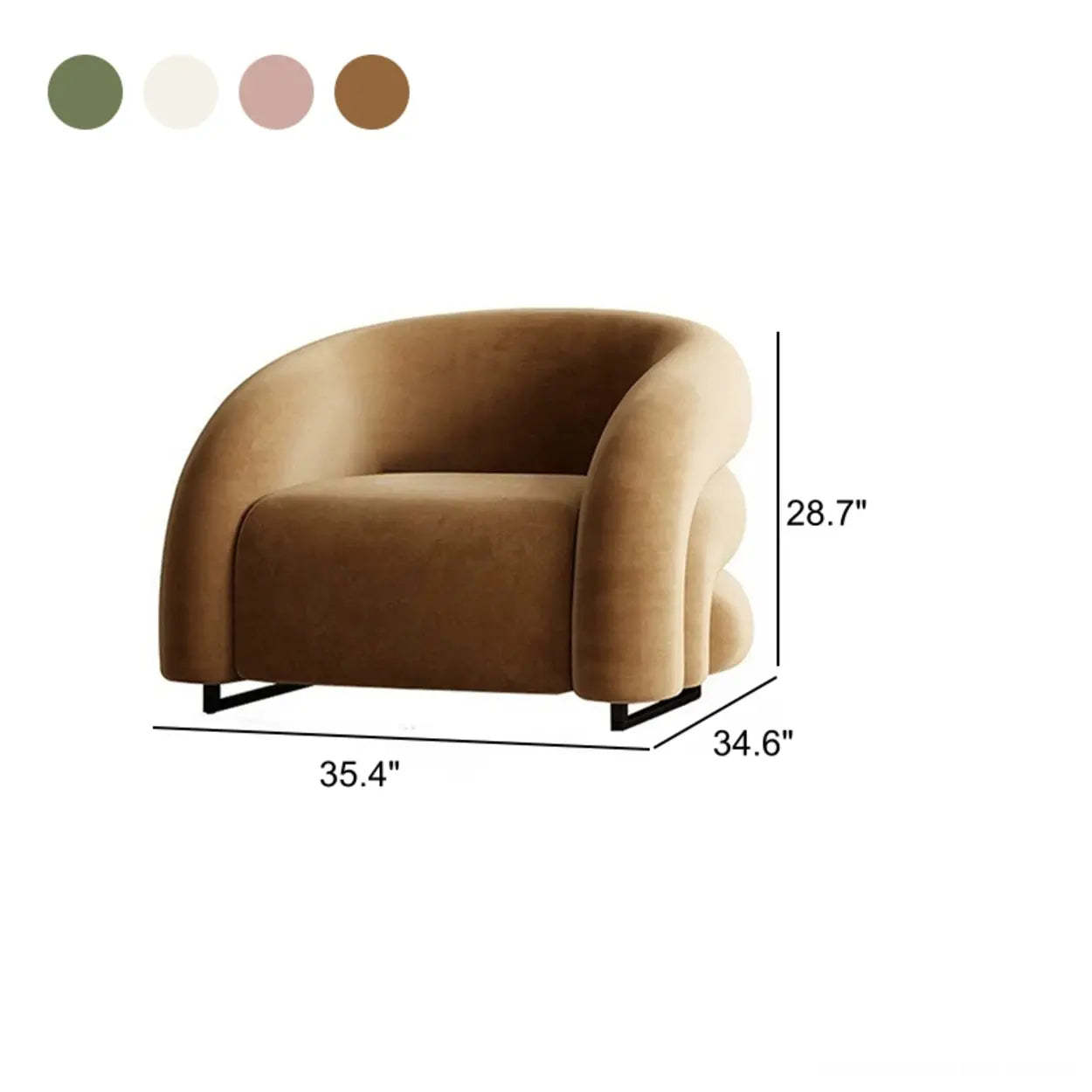 Sloped-Arm Fixed-Back Wood Sled Accent Chair