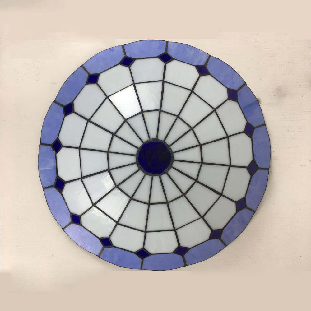 Traditional Tiffany Shell Bead Stained Glass Flush Light