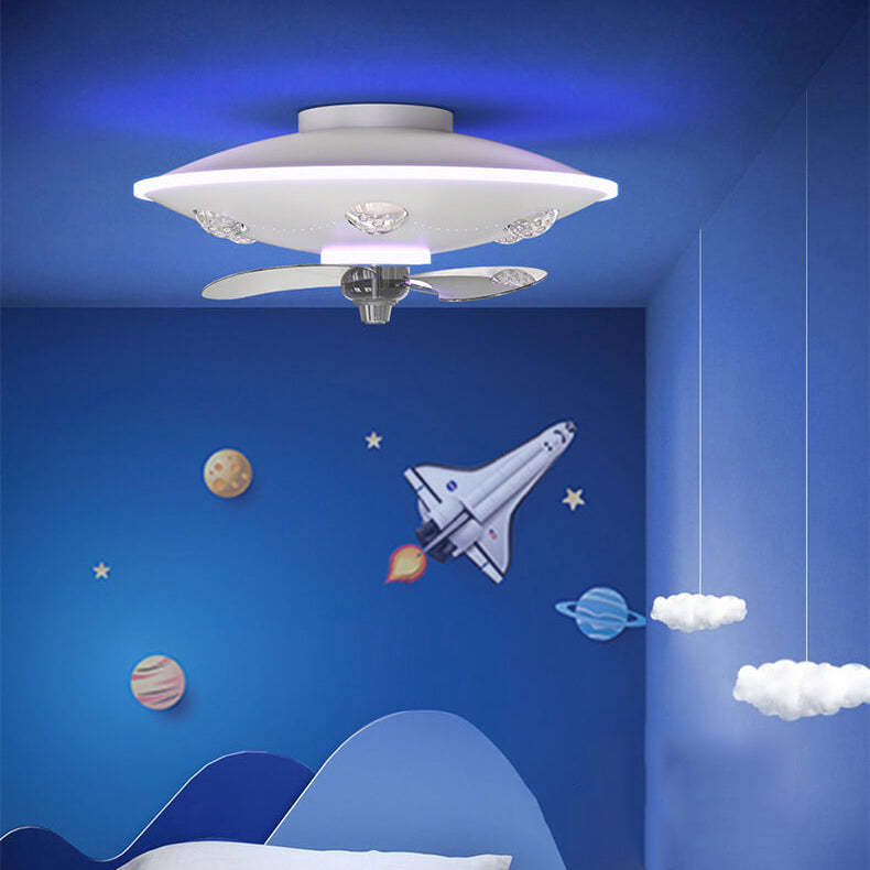 Modern UFO Iron Flush Mount Ceiling Fan Light