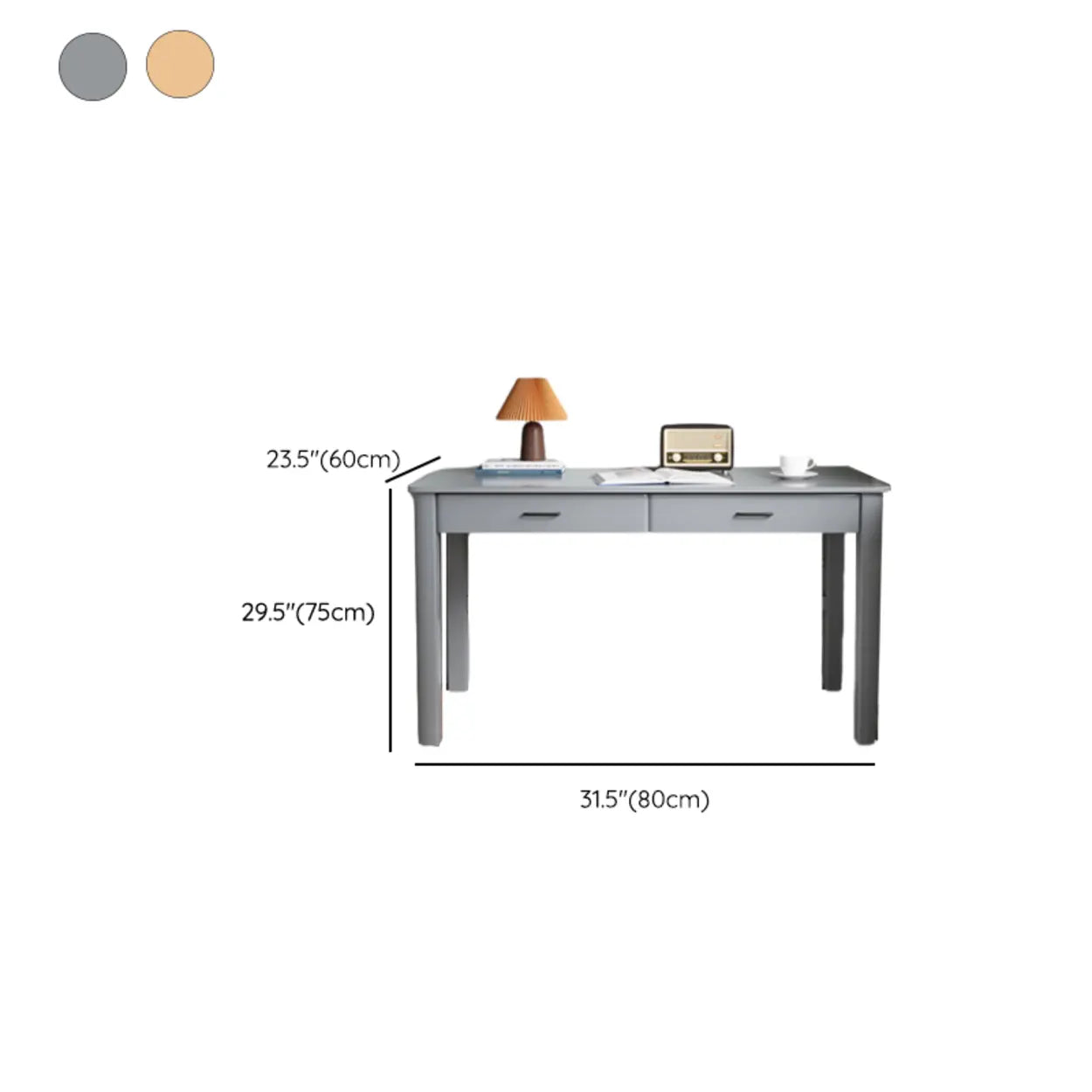 Natural Wood Computer Desk with Drawers