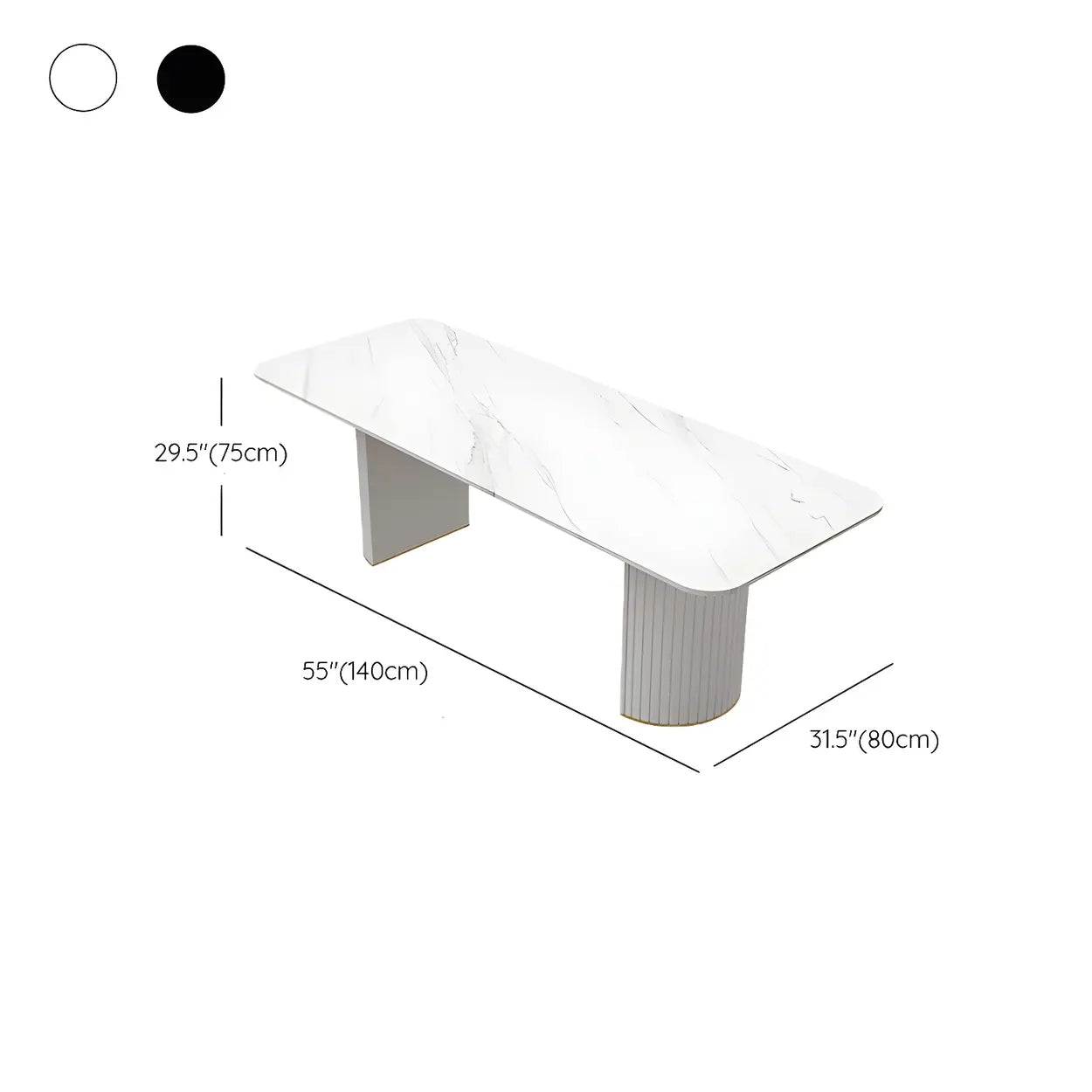 White Stone Rectangular Sled Meeting Table for 6