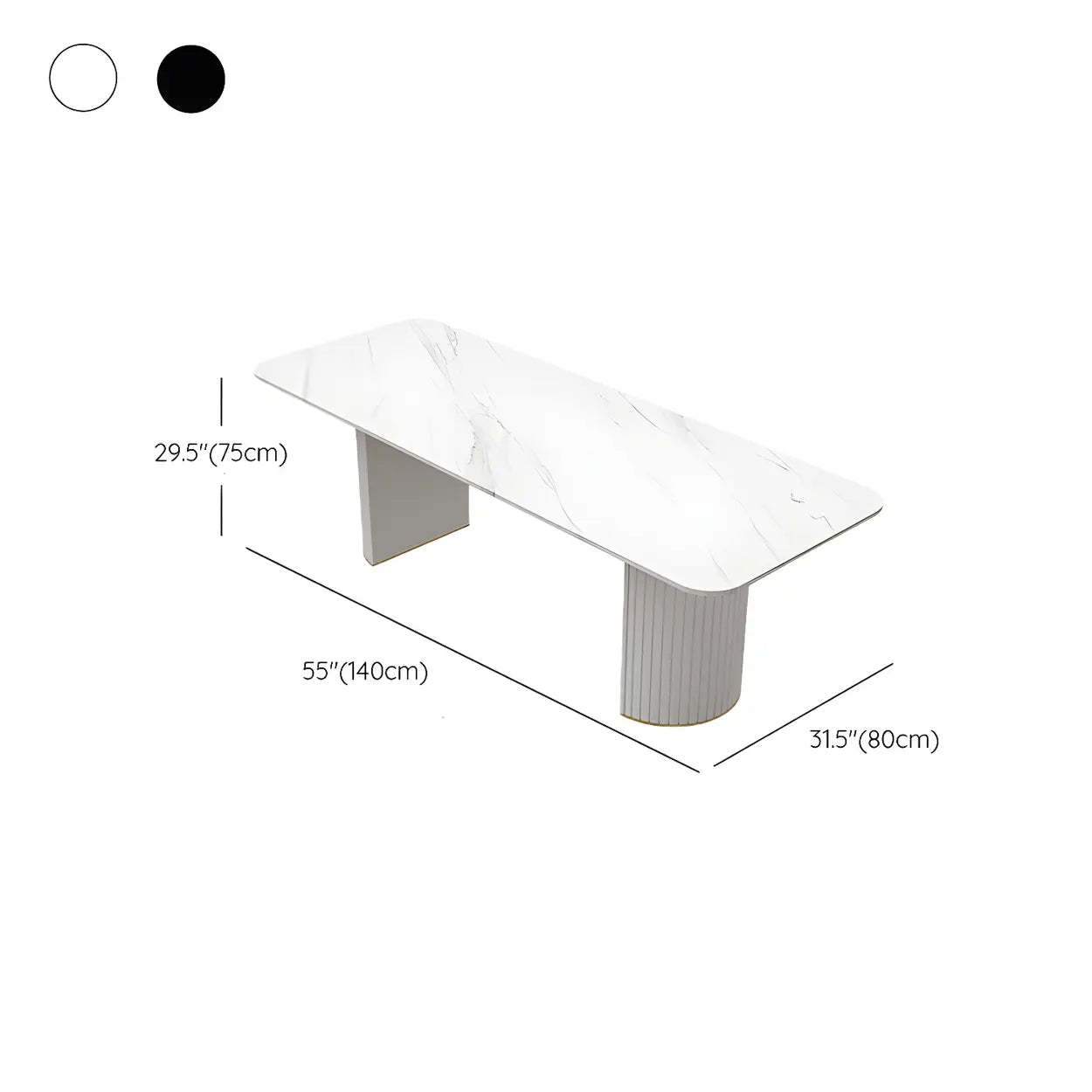 White Stone Rectangular Sled Meeting Table for 6