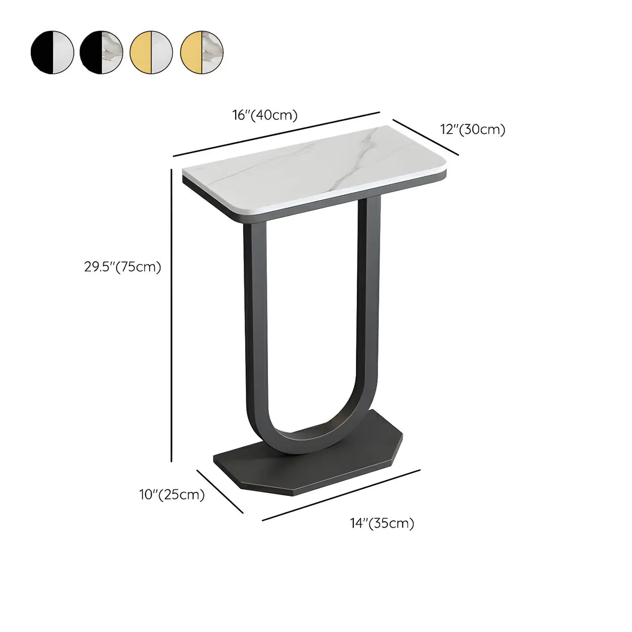 U-Shaped Stone-Top Metal Plant Table