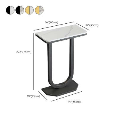 U-Shaped Stone-Top Metal Plant Table