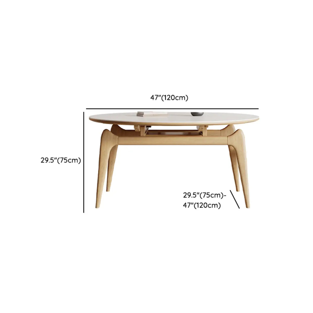 Contemporary Rounded Chalk Slate Extendable Dining Table