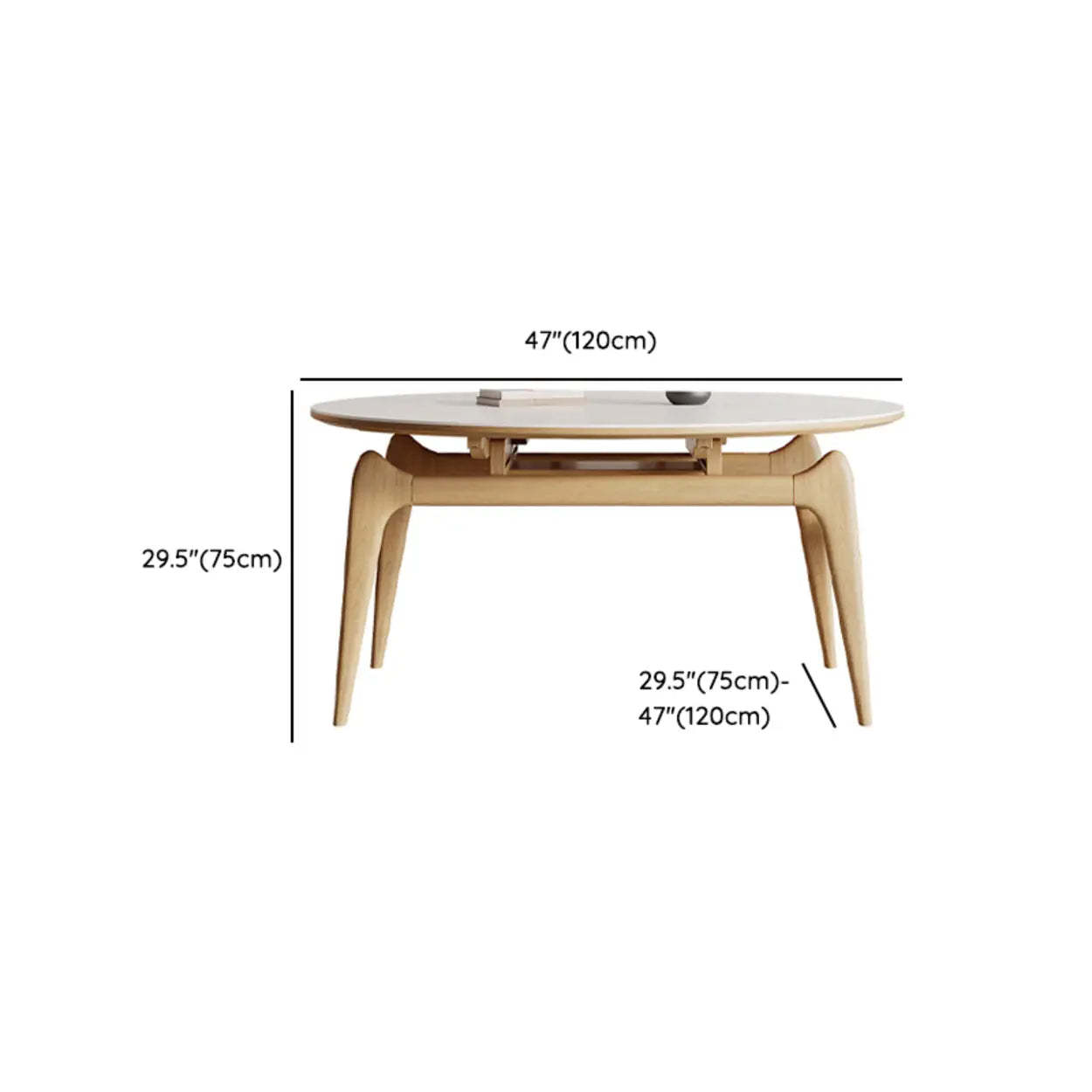 Contemporary Rounded Chalk Slate Extendable Dining Table