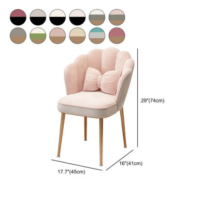 Pink Scalloped Velvet Vanity Stool with Cushion