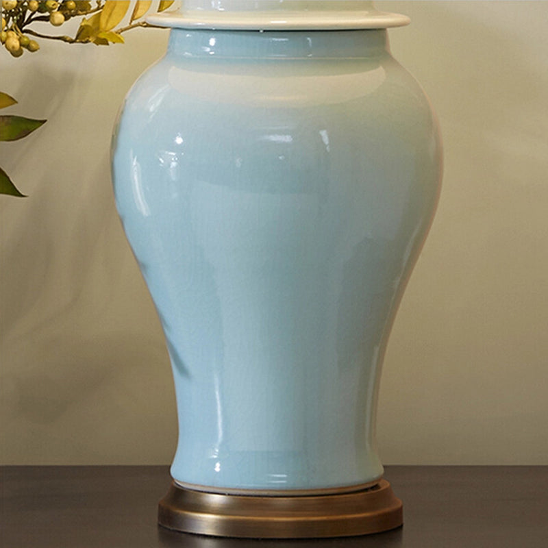 Traditional Rustic Ceramic Fabric Conic Vase Lamp