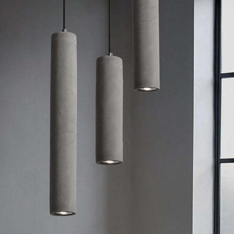 Industrial Textured Cement Cylinder Pendant Light