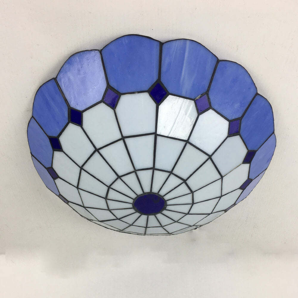 Traditional Tiffany Shell Bead Stained Glass Flush Light — C / 220V-240V For UK/AU