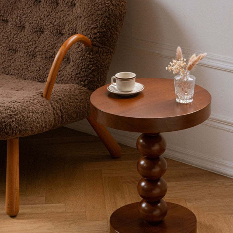 Vintage Round Beaded Wooden Coffee Table