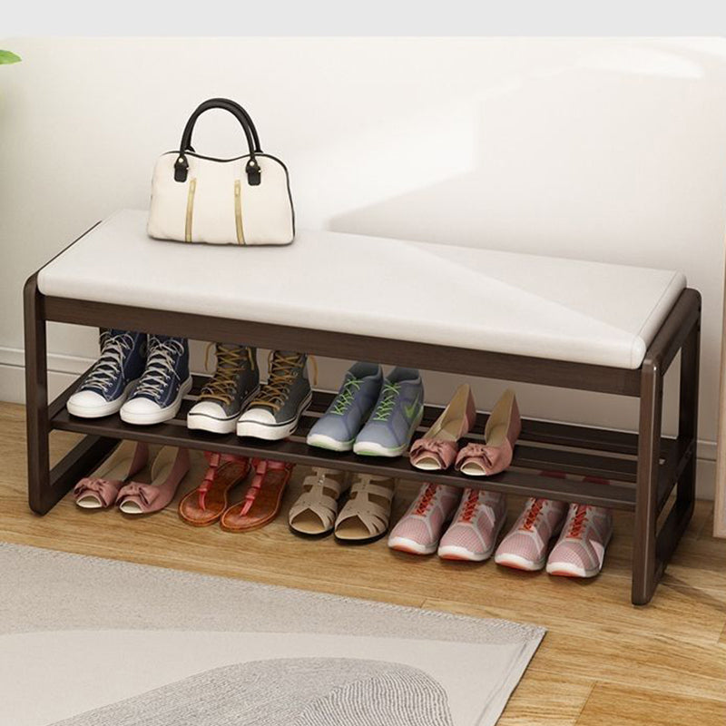 Scandinavian Tech Cloth Wood 1-Shelf Shoe Storage — Walnut Color