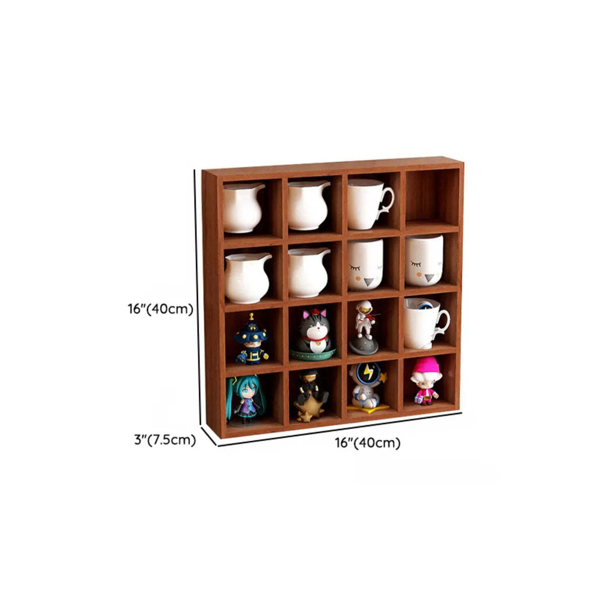Brown Square Pine Storage China Cabinet